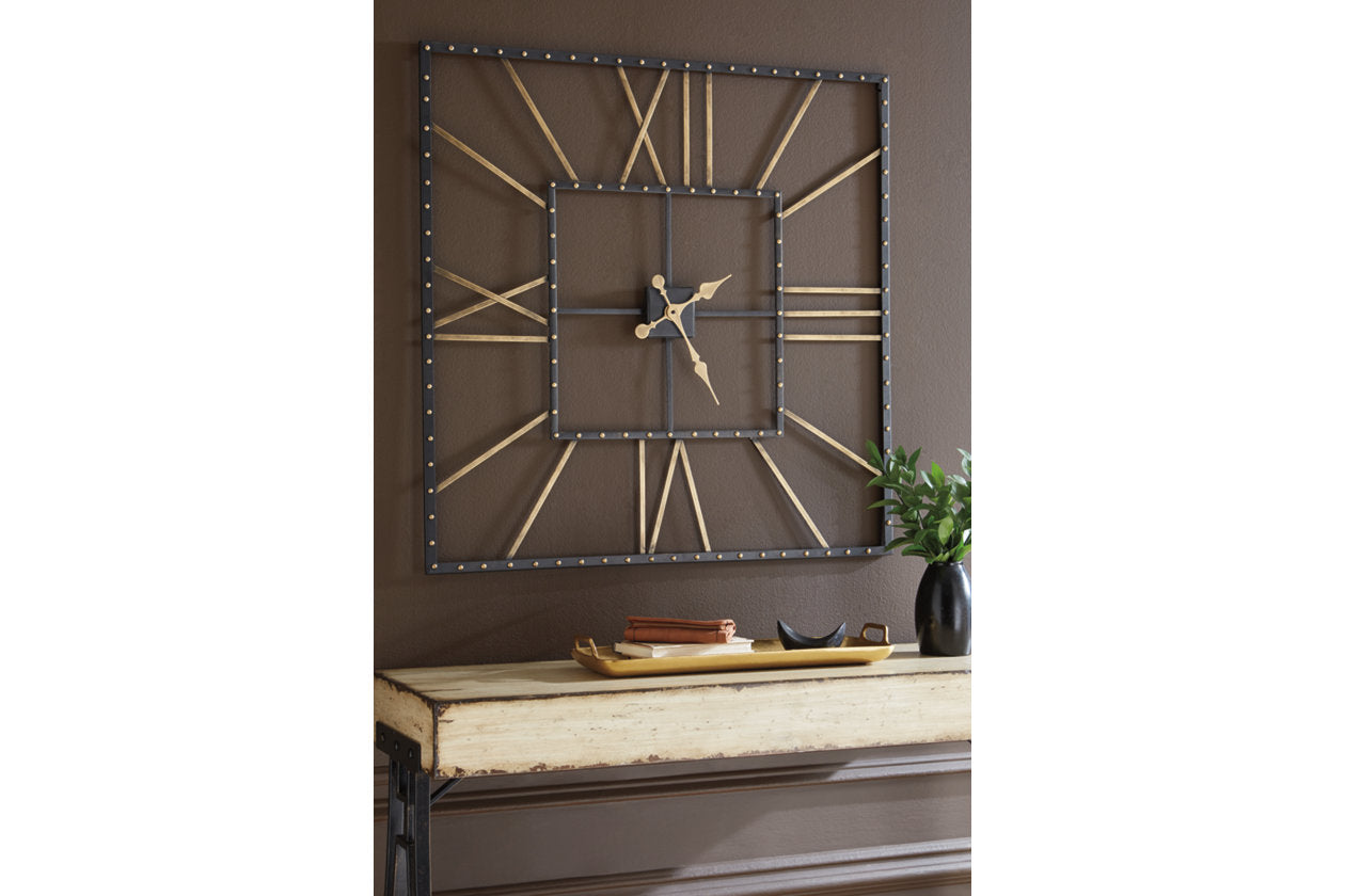 Thames Black/Gold Finish Wall Clock - A8010112 - Luna Furniture - Dallas Store