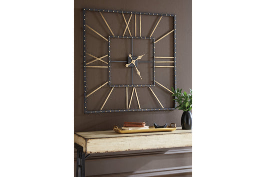 Thames Black/Gold Finish Wall Clock - A8010112 - Luna Furniture - Dallas Store