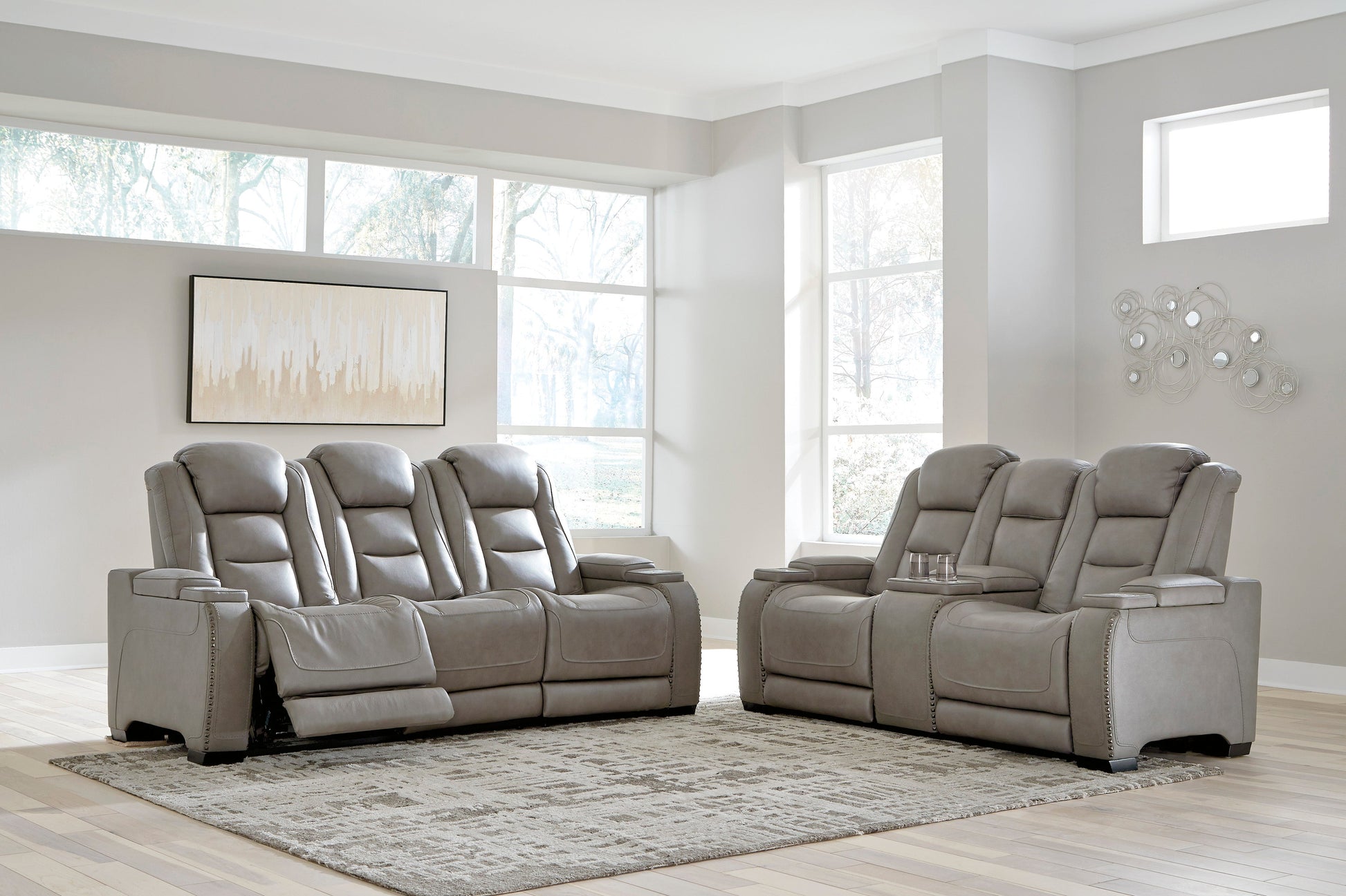 The Man-Den Gray Power Reclining Living Room Set - SET | U8530515 | U8530518 | U8530513 - Luna Furniture - Dallas Store