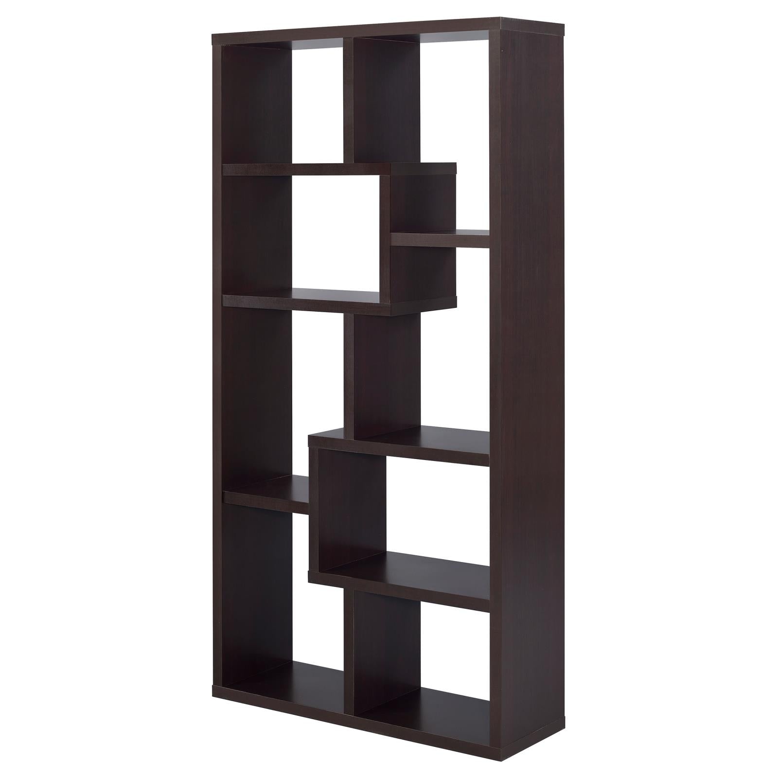 Theo Cappuccino 10-Shelf Bookcase - 800264 - Luna Furniture - Dallas Store