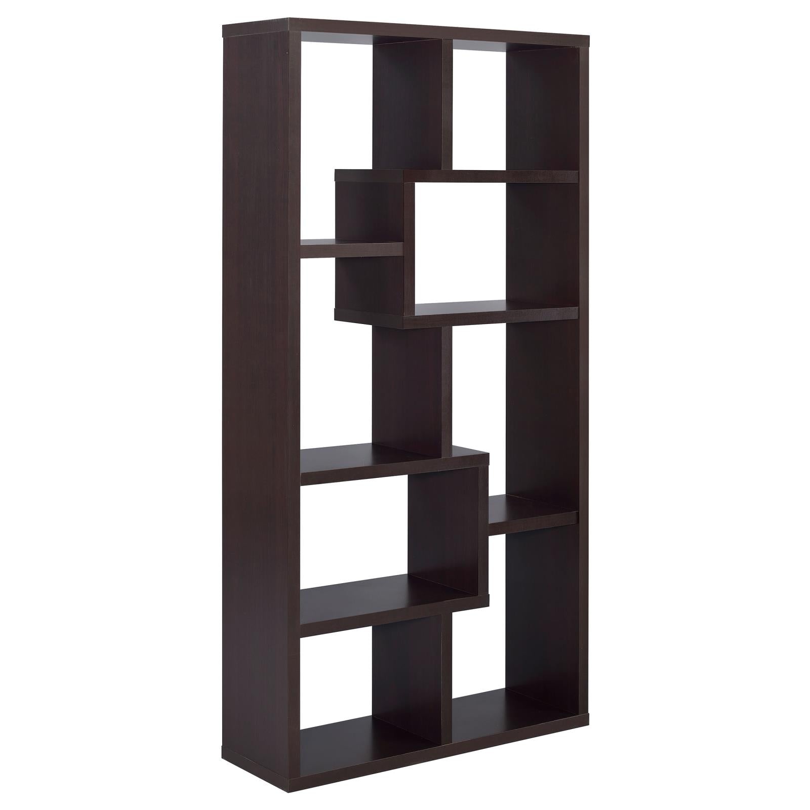 Theo Cappuccino 10-Shelf Bookcase - 800264 - Luna Furniture - Dallas Store