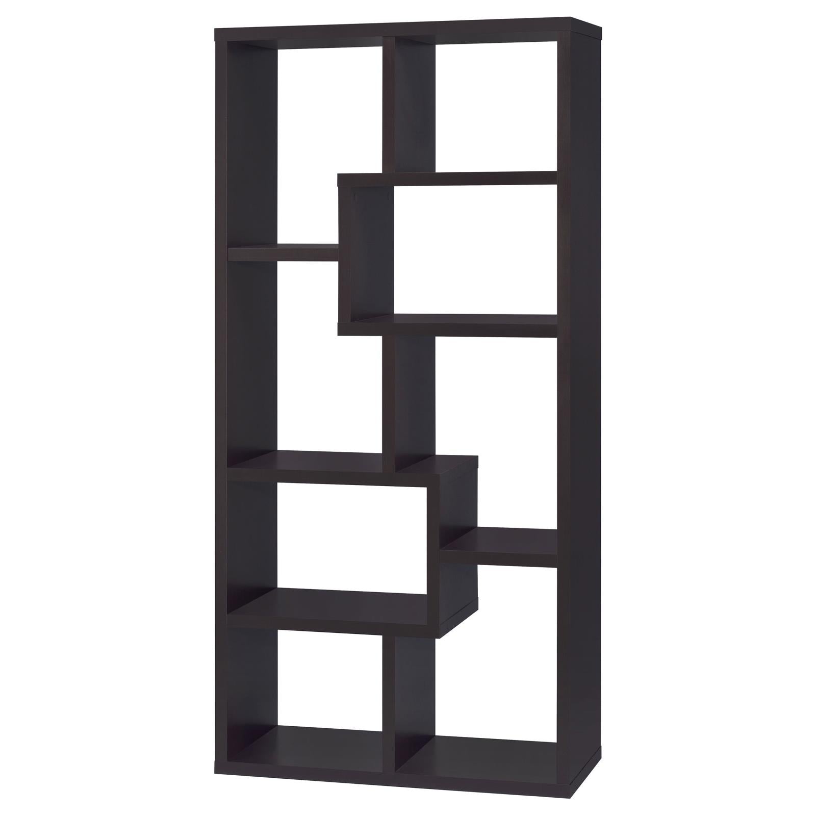 Theo Cappuccino 10-Shelf Bookcase - 800264 - Luna Furniture - Dallas Store