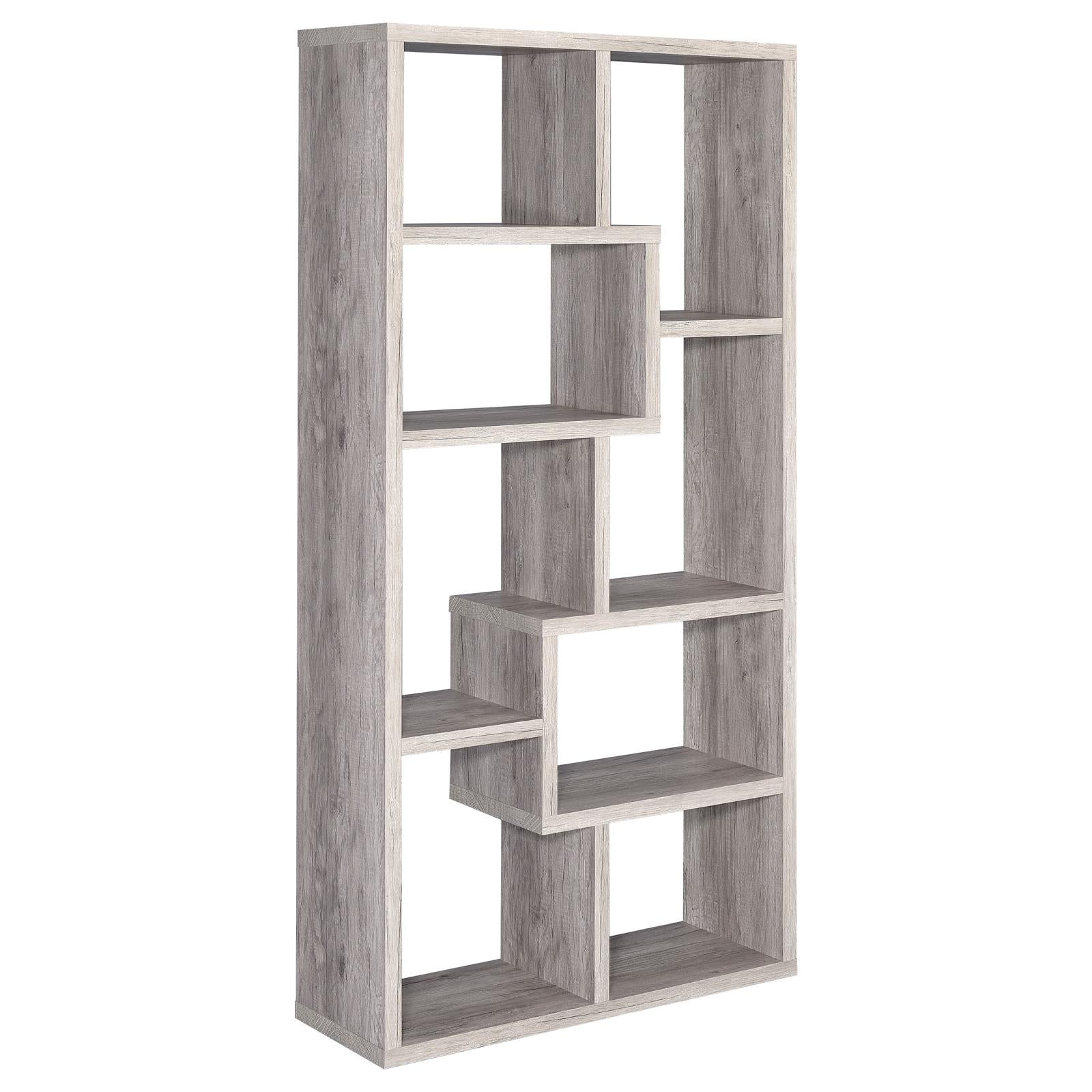 Theo Gray Driftwood 10-Shelf Bookcase - 801137 - Luna Furniture - Dallas Store
