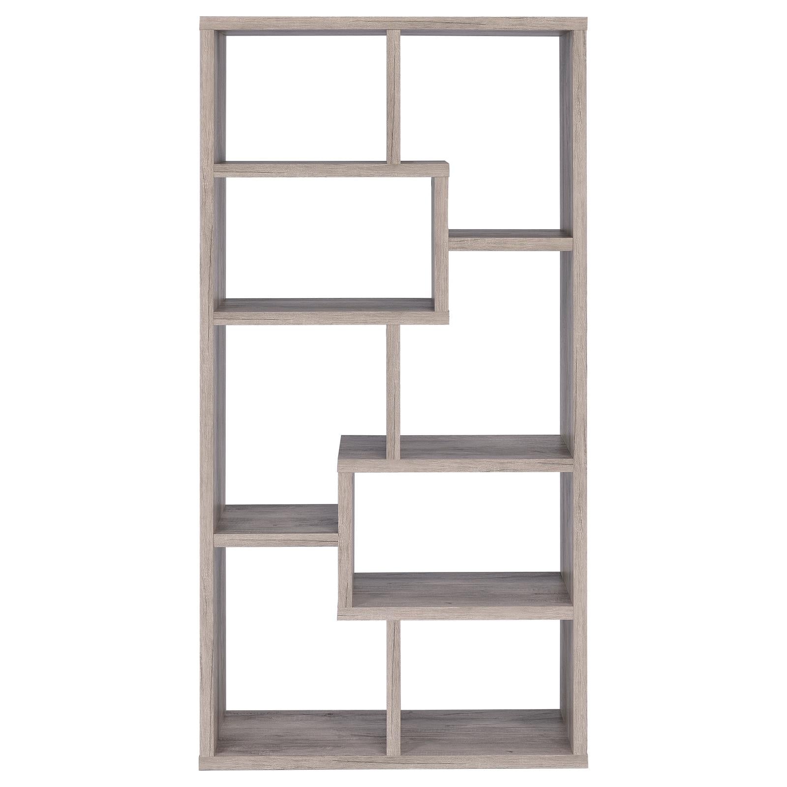 Theo Gray Driftwood 10-Shelf Bookcase - 801137 - Luna Furniture - Dallas Store
