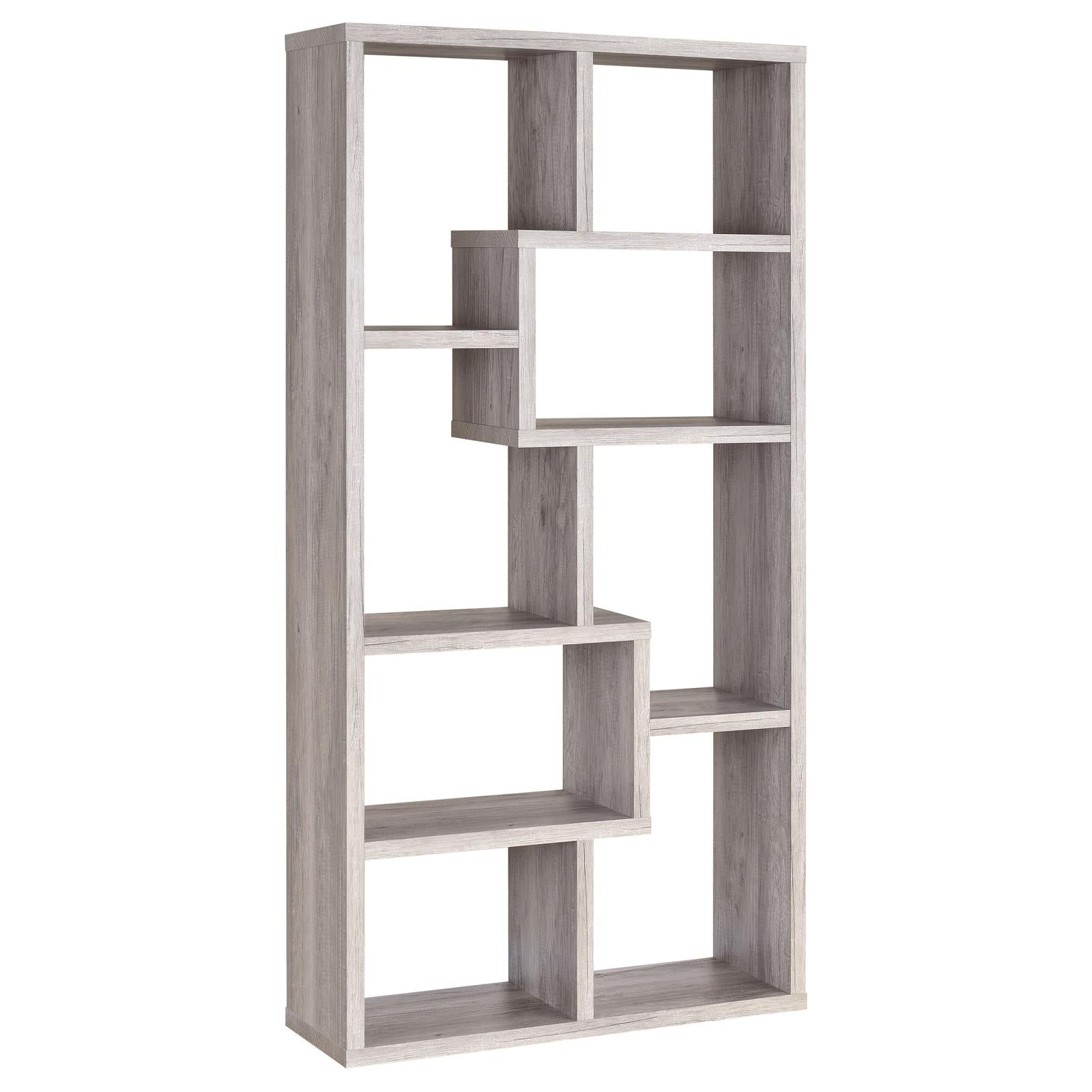Theo Gray Driftwood 10-Shelf Bookcase - 801137 - Luna Furniture - Dallas Store