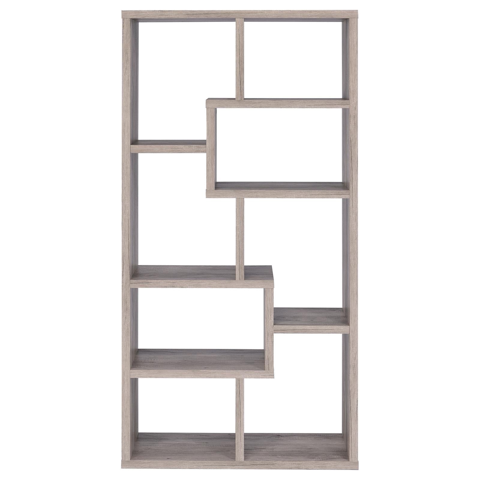 Theo Gray Driftwood 10-Shelf Bookcase - 801137 - Luna Furniture - Dallas Store