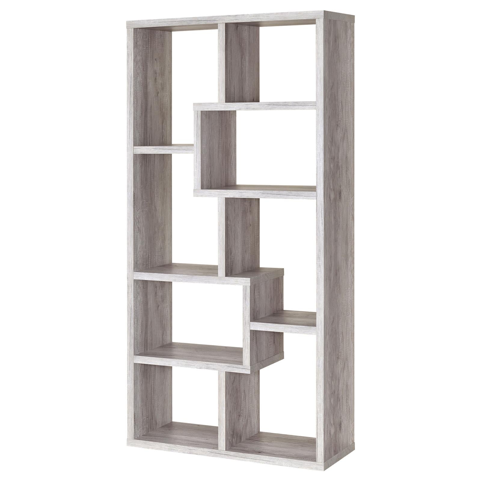 Theo Gray Driftwood 10-Shelf Bookcase - 801137 - Luna Furniture - Dallas Store