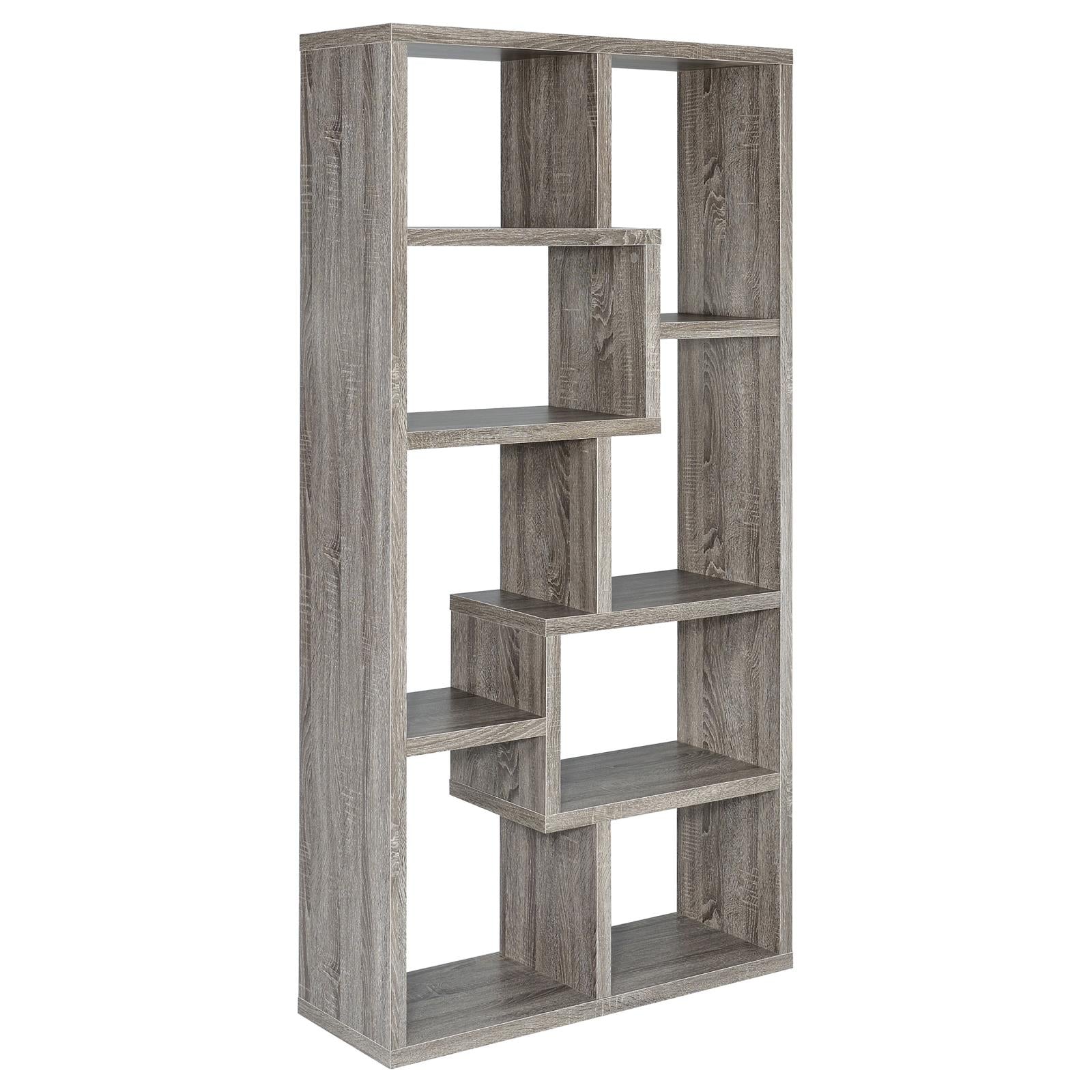 Theo Weathered Gray 10-Shelf Bookcase - 800510 - Luna Furniture - Dallas Store