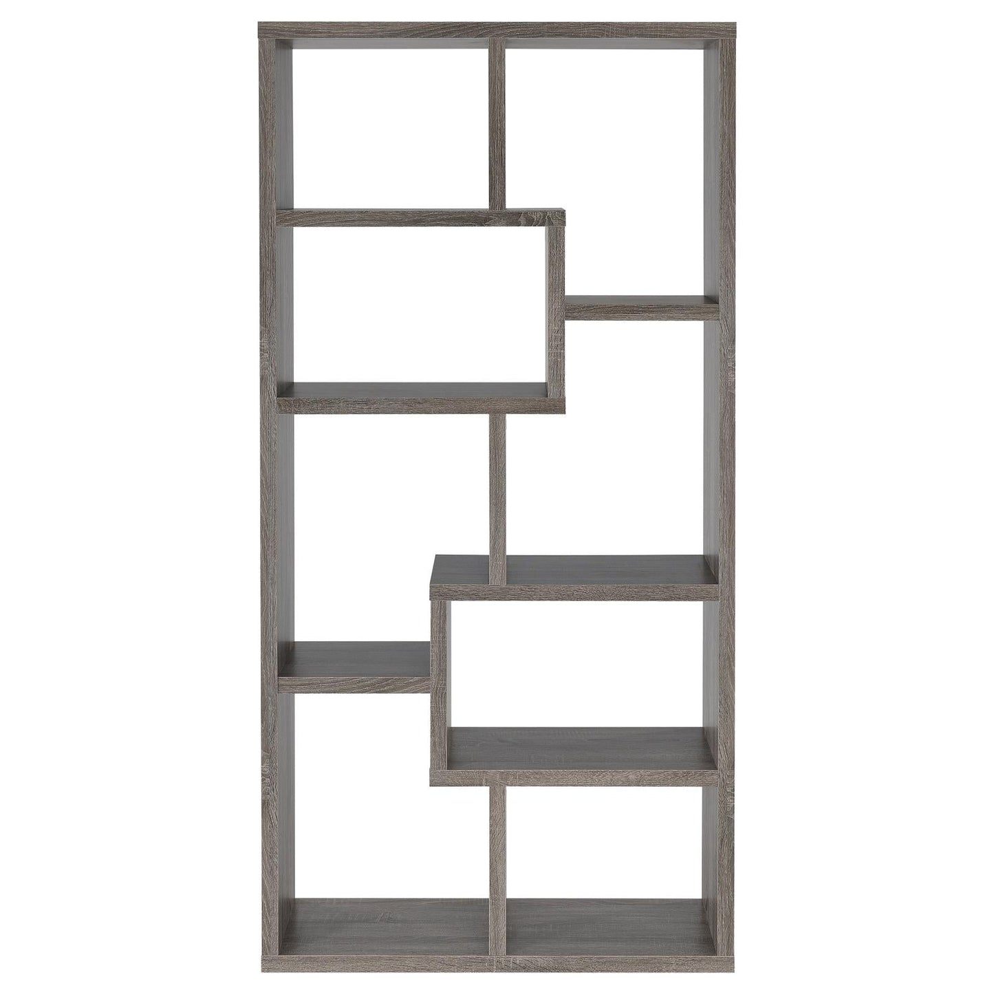 Theo Weathered Gray 10-Shelf Bookcase - 800510 - Luna Furniture - Dallas Store