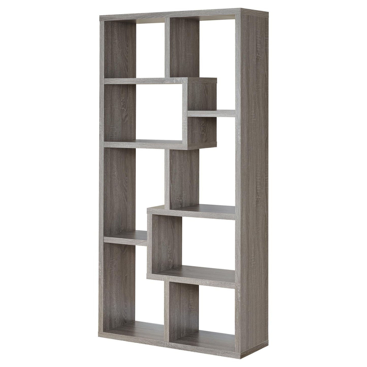 Theo Weathered Gray 10-Shelf Bookcase - 800510 - Luna Furniture - Dallas Store
