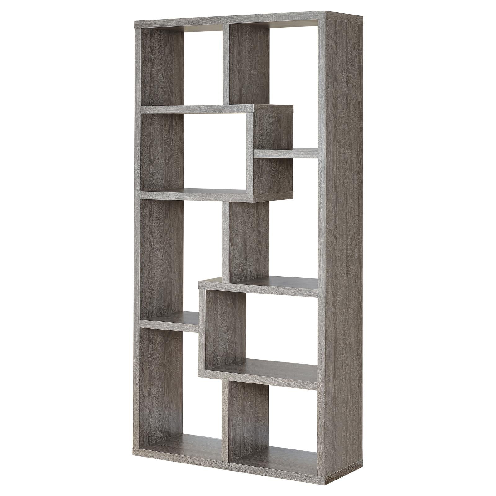 Theo Weathered Gray 10-Shelf Bookcase - 800510 - Luna Furniture - Dallas Store