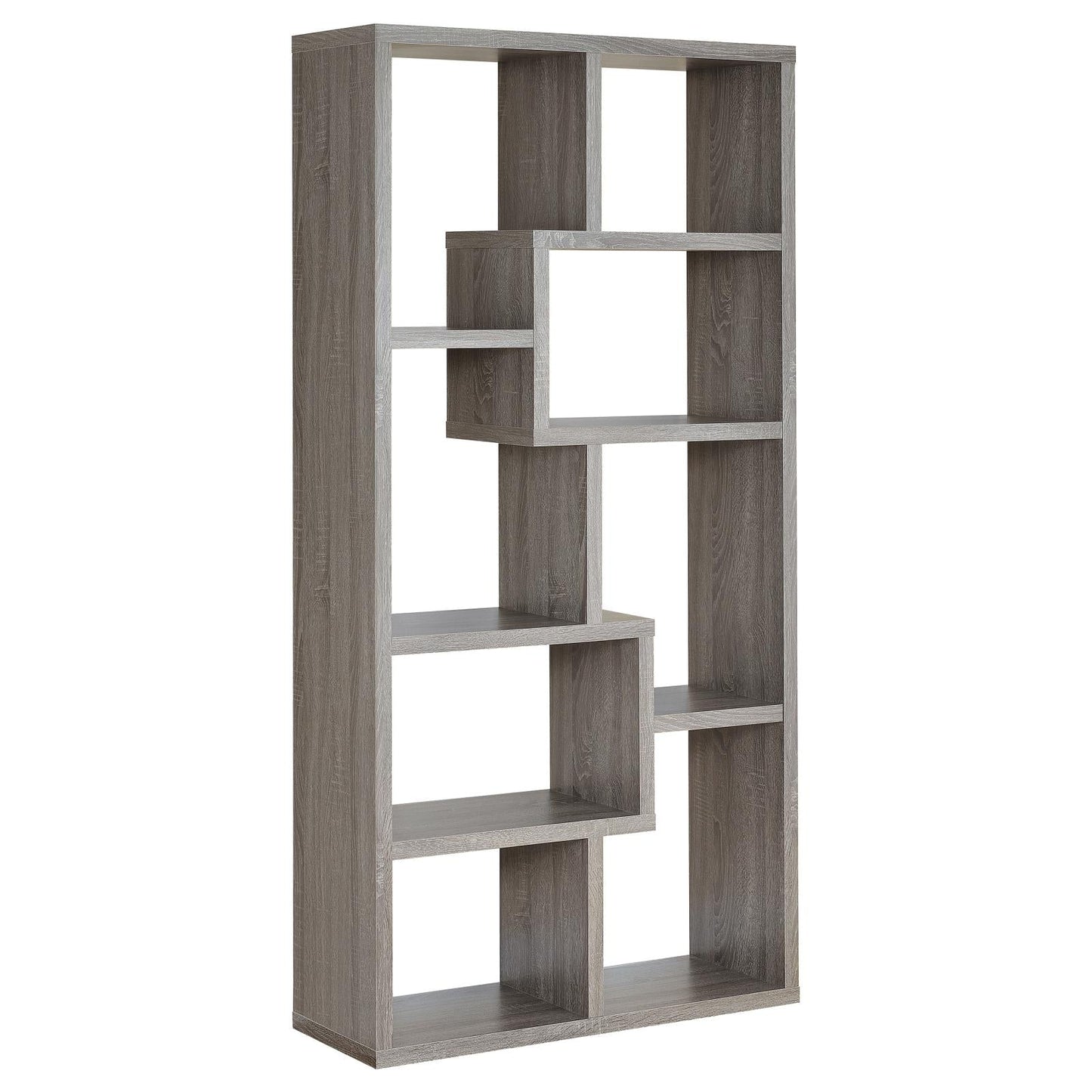 Theo Weathered Gray 10-Shelf Bookcase - 800510 - Luna Furniture - Dallas Store