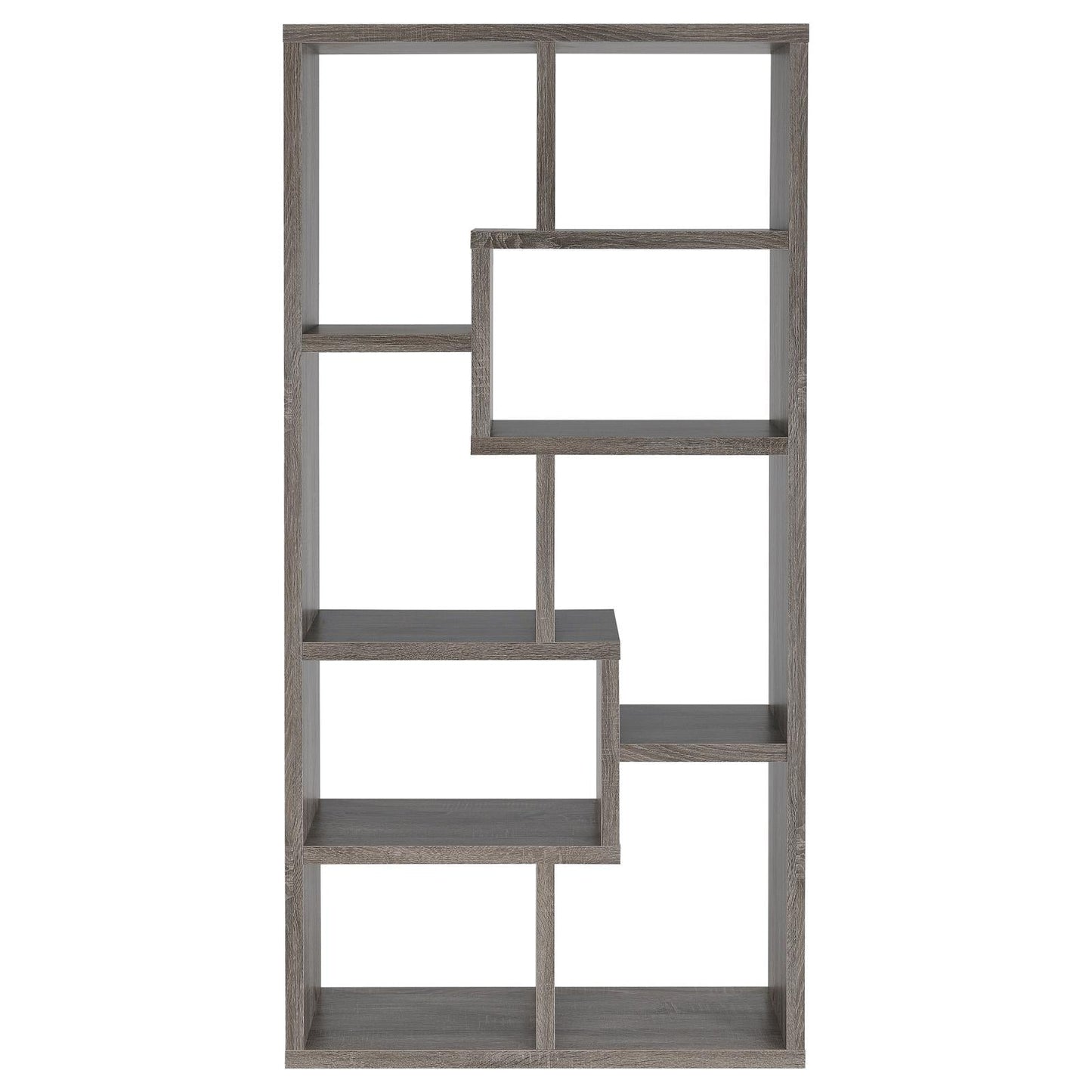 Theo Weathered Gray 10-Shelf Bookcase - 800510 - Luna Furniture - Dallas Store