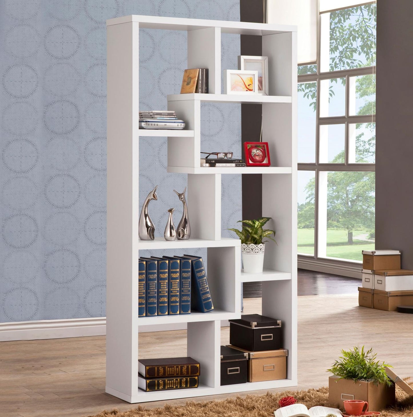 Theo White 10-Shelf Bookcase - 800136 - Luna Furniture - Dallas Store