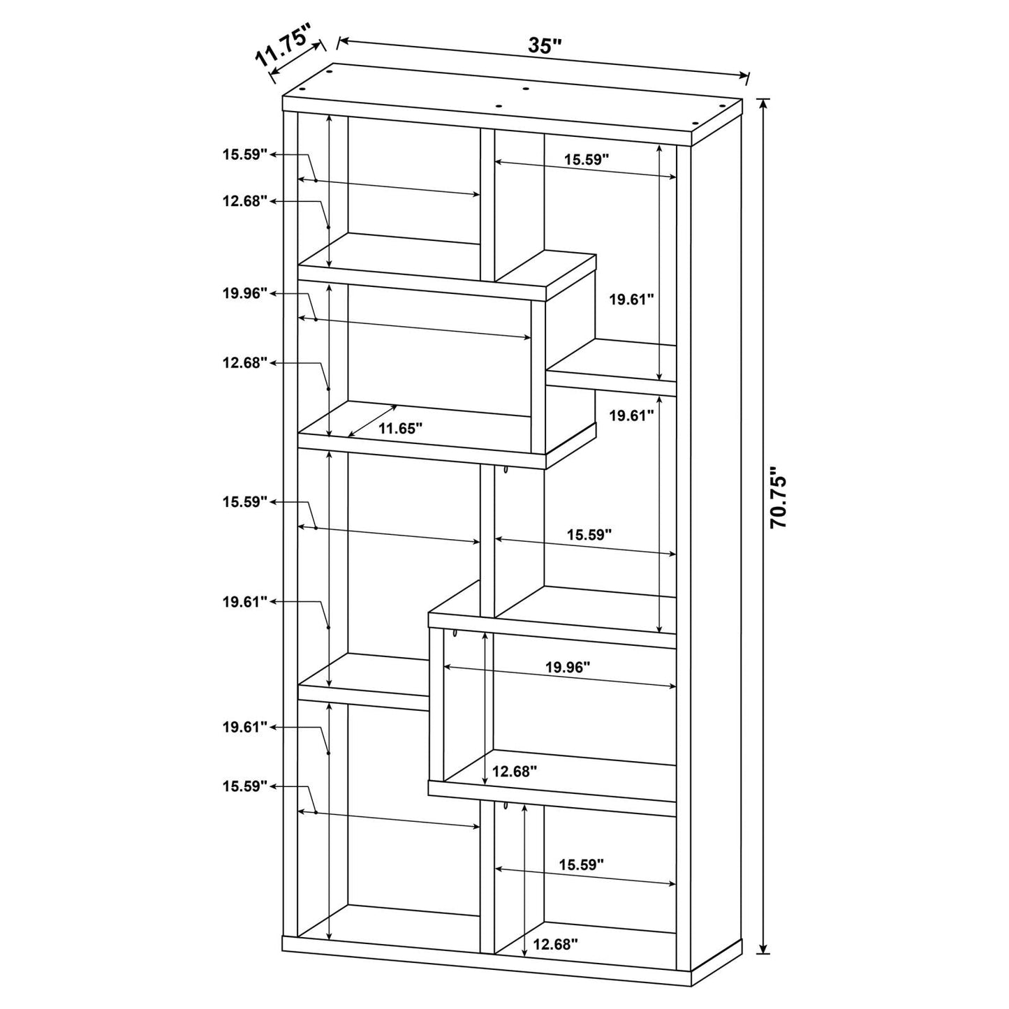 Theo White 10-Shelf Bookcase - 800136 - Luna Furniture - Dallas Store