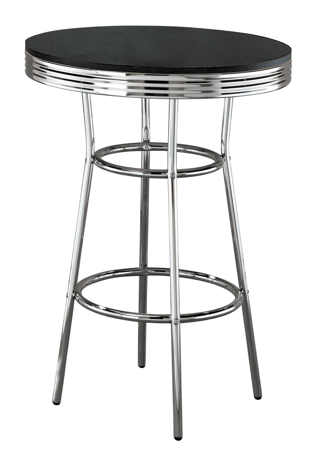 Theodore Black/Chrome Round Bar Table - 2405 - Luna Furniture - Dallas Store