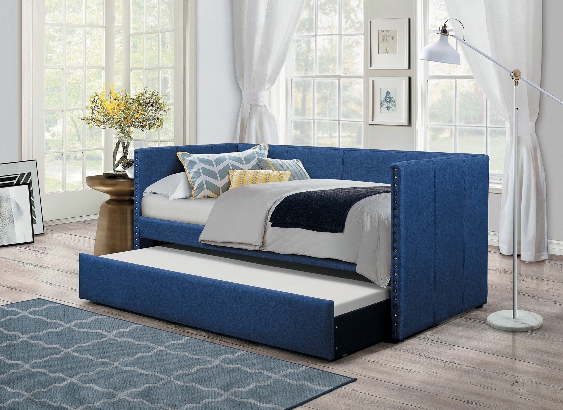 Therese Blue Daybed with Trundle - SET | 4969BU-A | 4969BU-B - Luna Furniture - Dallas Store