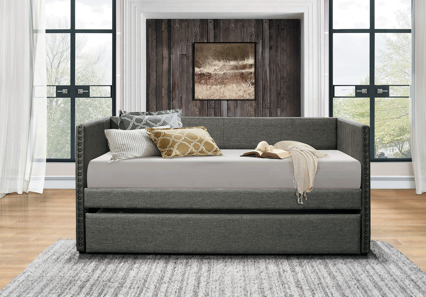 Therese Gray Daybed with Trundle - SET | 4969GY-A | 4969GY-B - Luna Furniture - Dallas Store