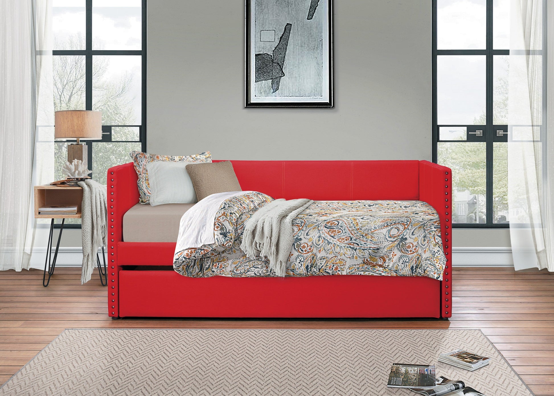 Therese Red Daybed with Trundle - SET | 4969RD-A | 4969RD-B - Luna Furniture - Dallas Store