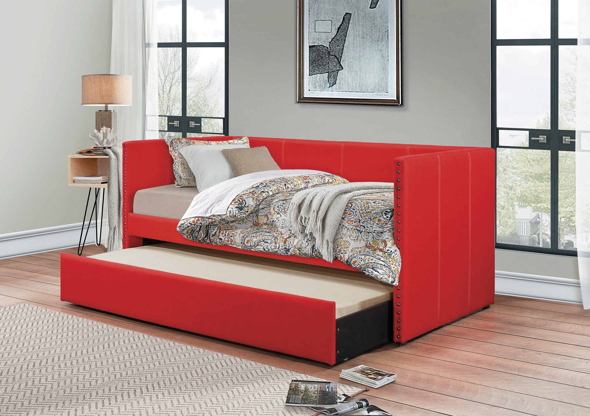 Therese Red Daybed with Trundle - SET | 4969RD-A | 4969RD-B - Luna Furniture - Dallas Store