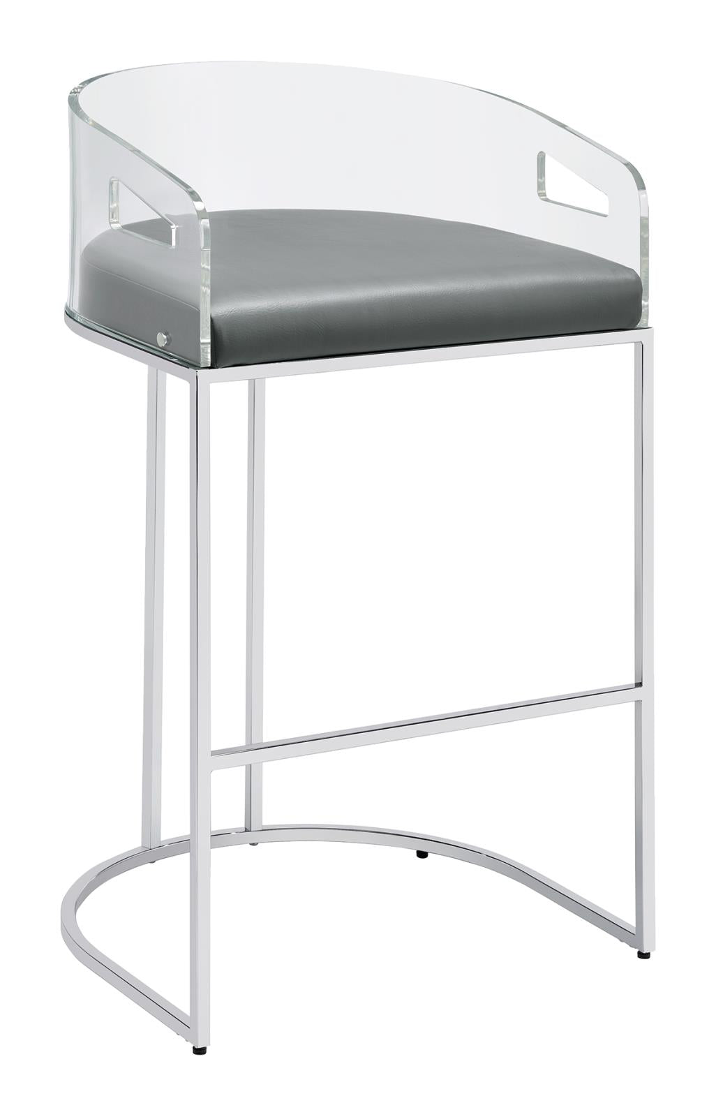 Thermosolis Gray/Chrome Acrylic Back Bar Stools, Set of 2 - 183406 - Luna Furniture - Dallas Store