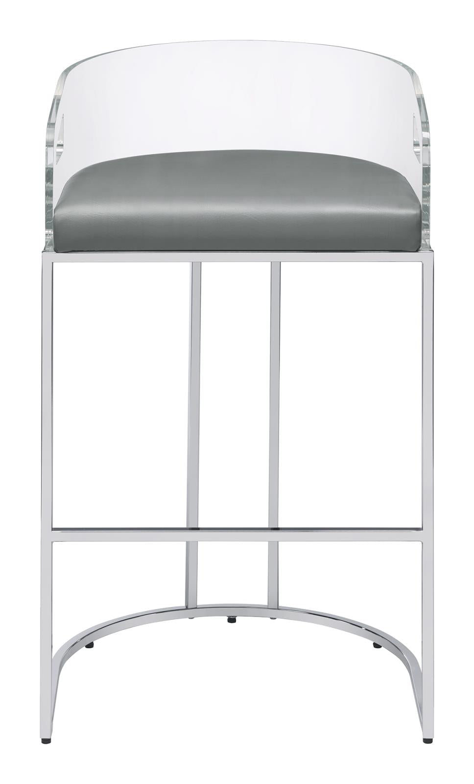 Thermosolis Gray/Chrome Acrylic Back Bar Stools, Set of 2 - 183406 - Luna Furniture - Dallas Store