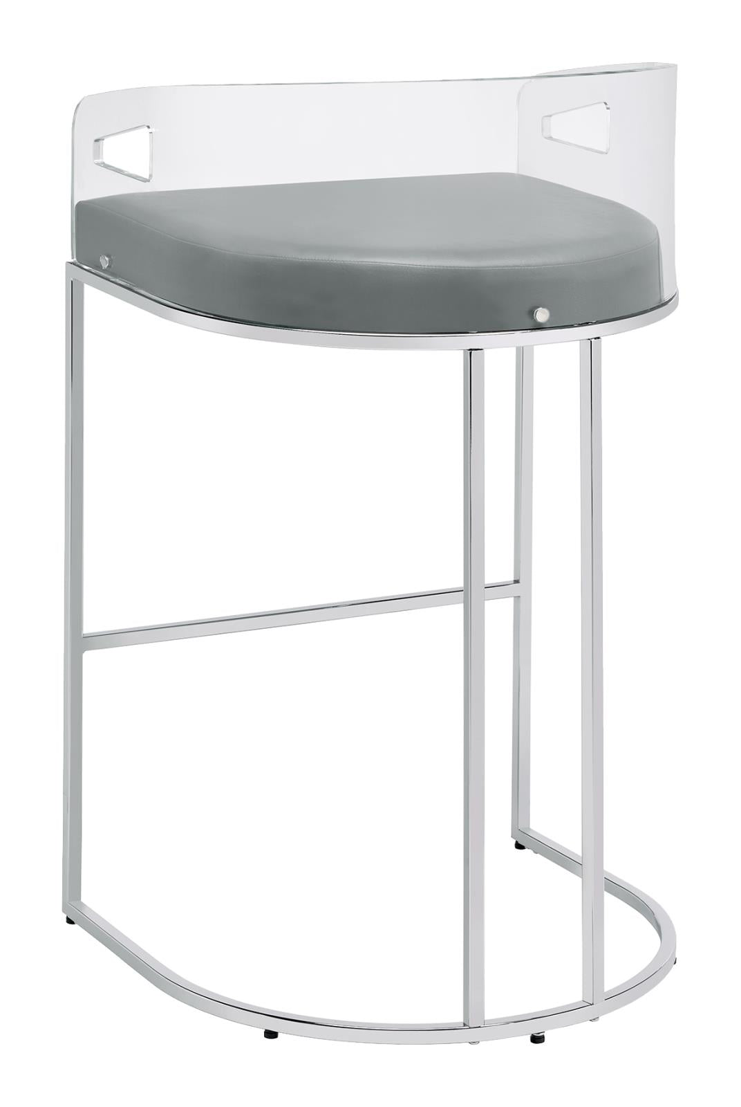 Thermosolis Gray/Chrome Acrylic Back Bar Stools, Set of 2 - 183406 - Luna Furniture - Dallas Store
