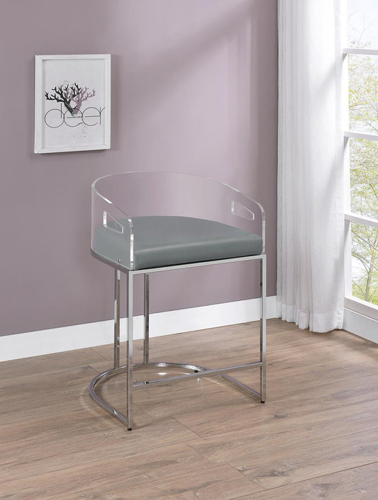 Thermosolis Gray/Chrome Acrylic Back Counter Height Stools, Set of 2 - 183405 - Luna Furniture - Dallas Store