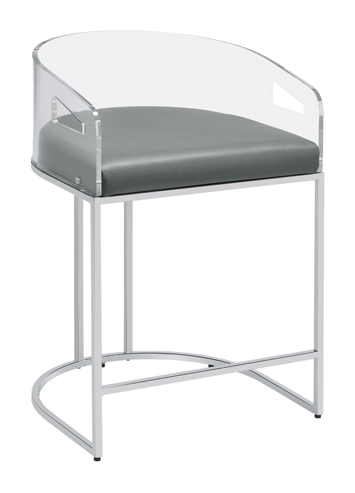 Thermosolis Gray/Chrome Acrylic Back Counter Height Stools, Set of 2 - 183405 - Luna Furniture - Dallas Store
