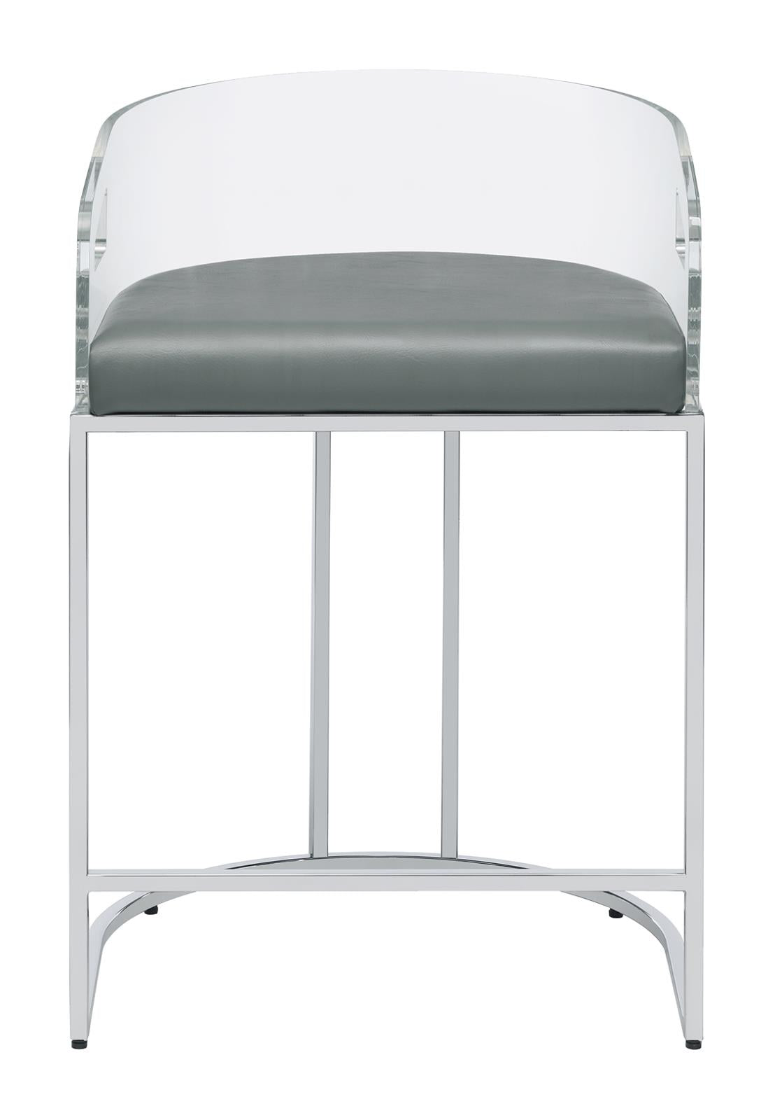 Thermosolis Gray/Chrome Acrylic Back Counter Height Stools, Set of 2 - 183405 - Luna Furniture - Dallas Store