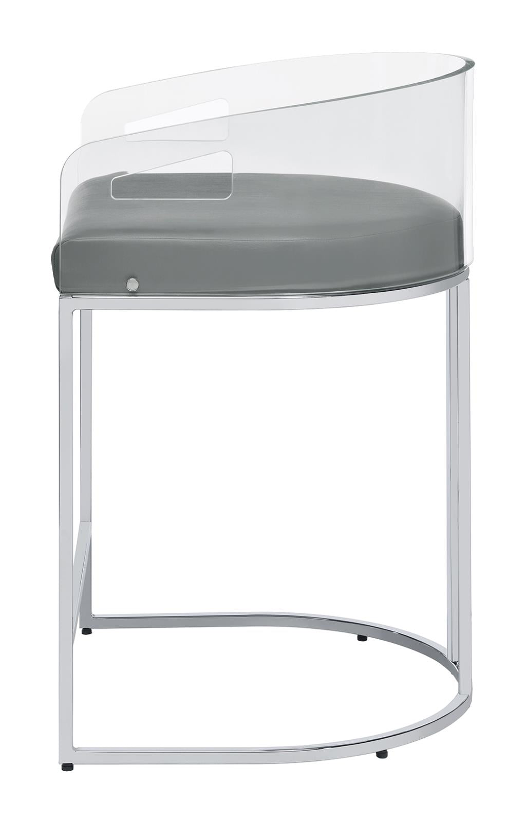 Thermosolis Gray/Chrome Acrylic Back Counter Height Stools, Set of 2 - 183405 - Luna Furniture - Dallas Store