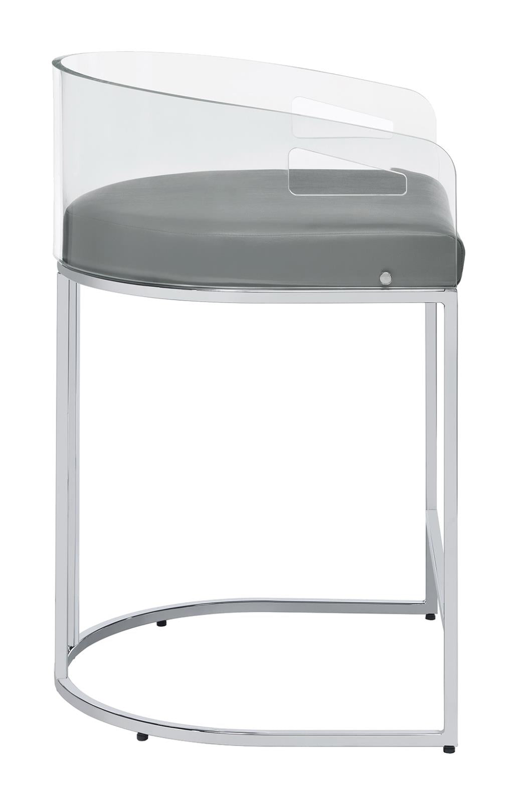 Thermosolis Gray/Chrome Acrylic Back Counter Height Stools, Set of 2 - 183405 - Luna Furniture - Dallas Store