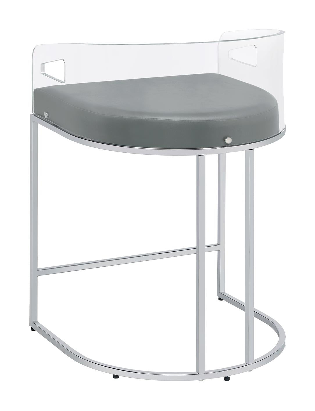 Thermosolis Gray/Chrome Acrylic Back Counter Height Stools, Set of 2 - 183405 - Luna Furniture - Dallas Store