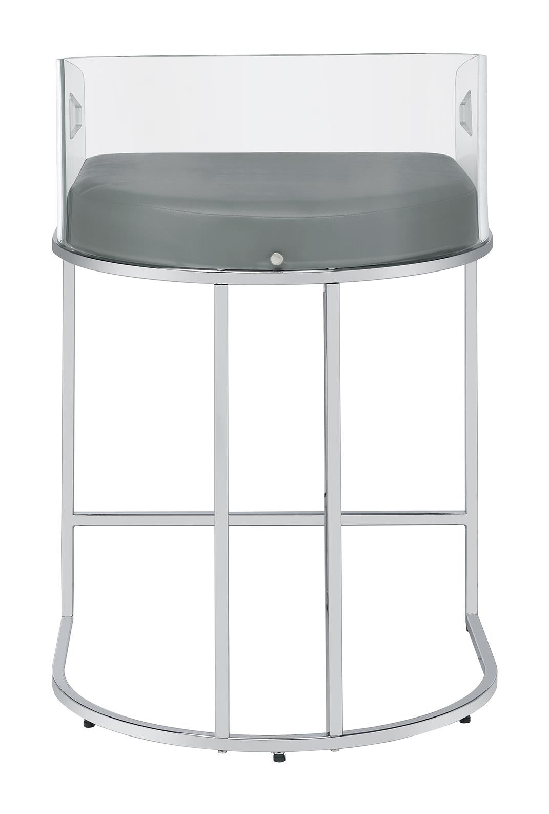 Thermosolis Gray/Chrome Acrylic Back Counter Height Stools, Set of 2 - 183405 - Luna Furniture - Dallas Store