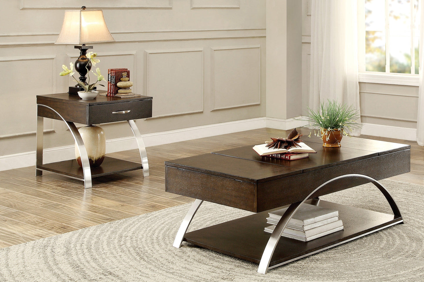 Tioga Espresso/Chrome Lift Top Cocktail Table - 3533RF-30 - Luna Furniture - Dallas Store