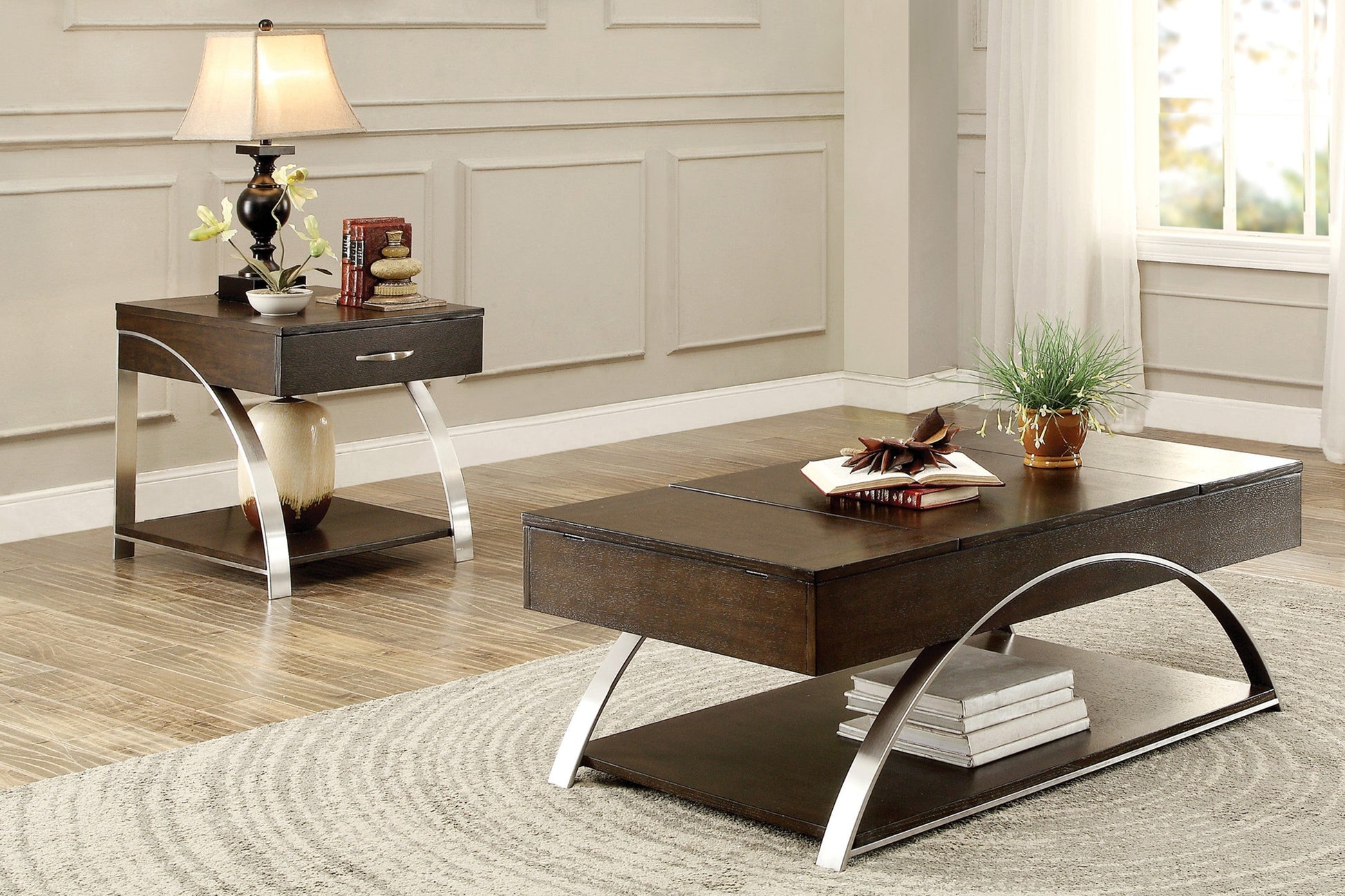 Tioga Espresso/Chrome Lift Top Cocktail Table - 3533RF-30 - Luna Furniture - Dallas Store