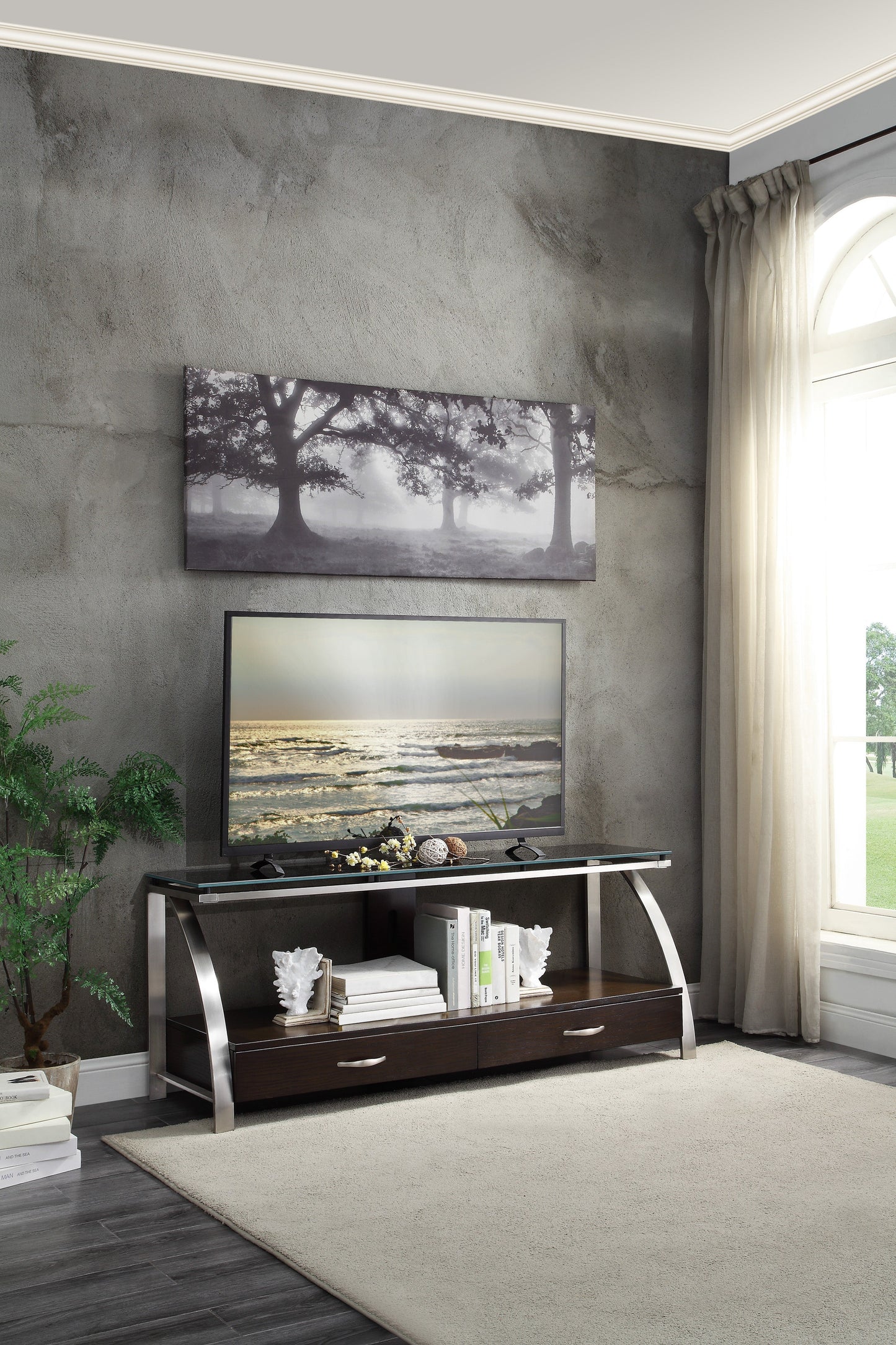 Tioga Espresso/Chrome TV Stand - 35330RF-T - Luna Furniture - Dallas Store