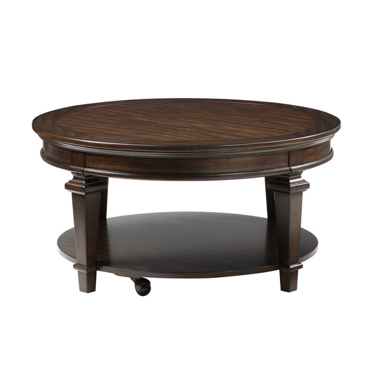 Tobias Espresso Round Cocktail Table - 3681-01RD - Luna Furniture - Dallas Store