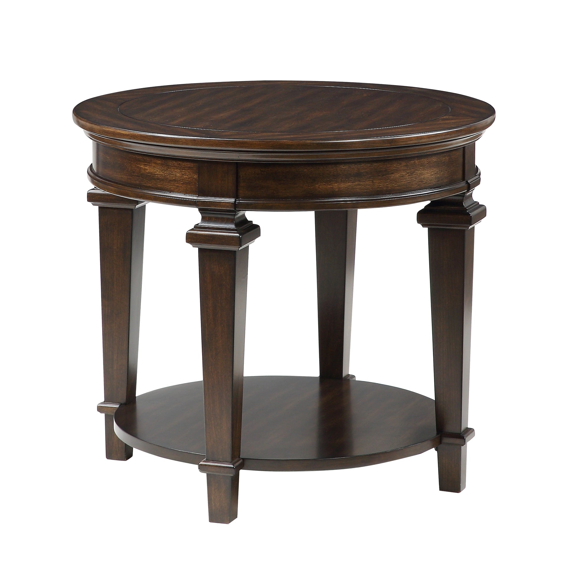 Tobias Espresso Round End Table - 3681-04RD - Luna Furniture - Dallas Store