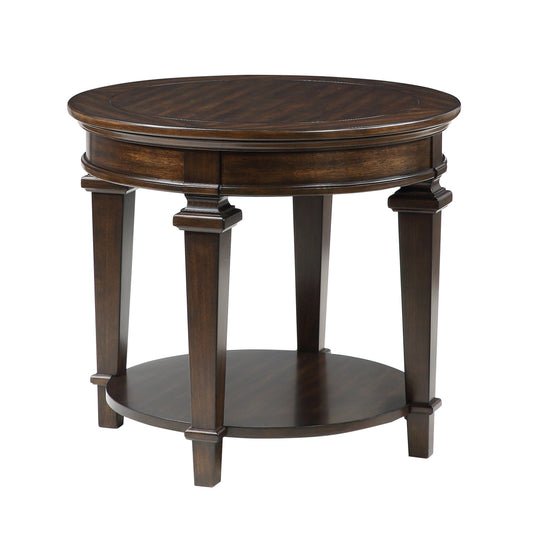 Tobias Espresso Round End Table - 3681-04RD - Luna Furniture - Dallas Store