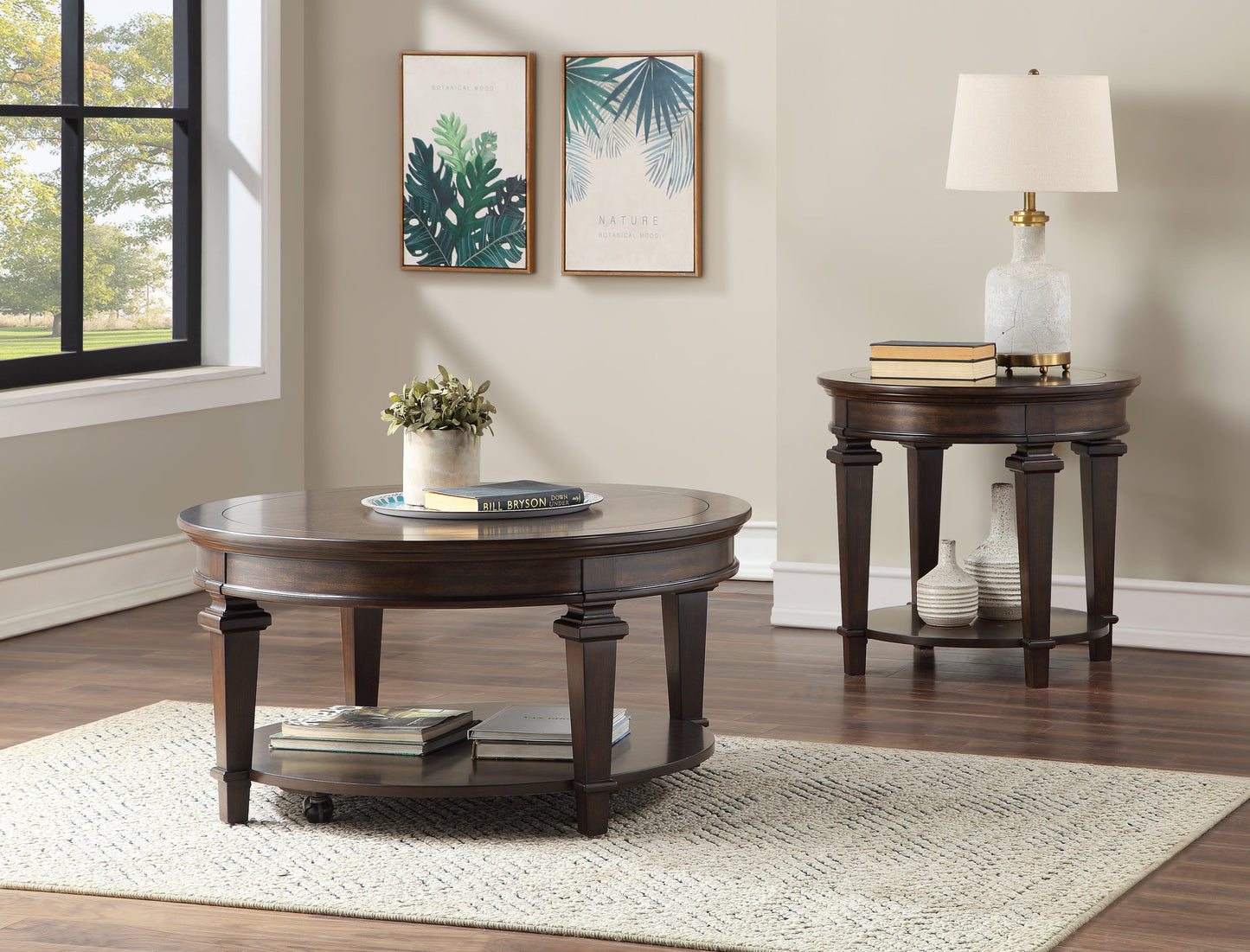 Tobias Espresso Round End Table - 3681-04RD - Luna Furniture - Dallas Store