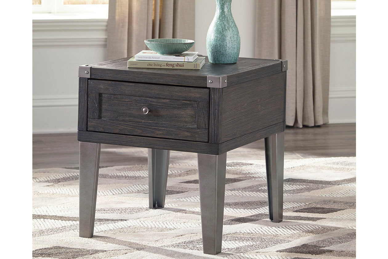Todoe Dark Gray End Table with USB Ports & Outlets - T901-3 - Luna Furniture - Dallas Store