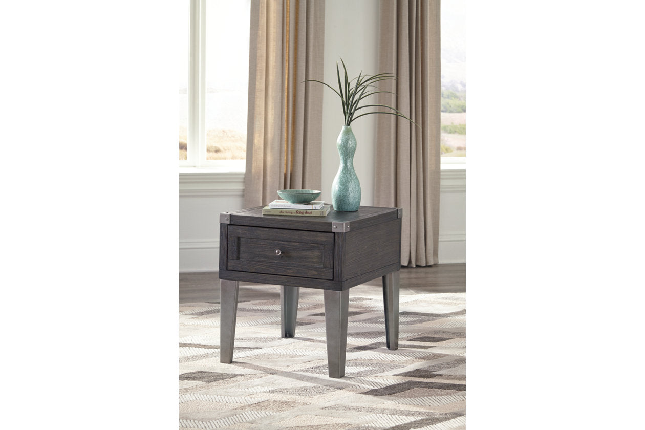 Todoe Dark Gray End Table with USB Ports & Outlets - T901-3 - Luna Furniture - Dallas Store