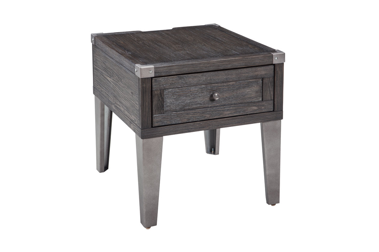 Todoe Dark Gray End Table with USB Ports & Outlets - T901-3 - Luna Furniture - Dallas Store