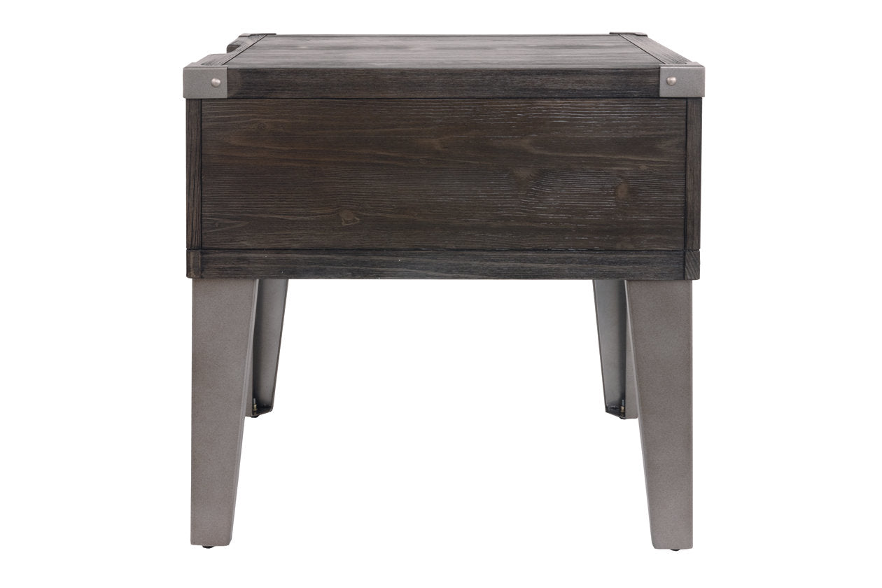 Todoe Dark Gray End Table with USB Ports & Outlets - T901-3 - Luna Furniture - Dallas Store