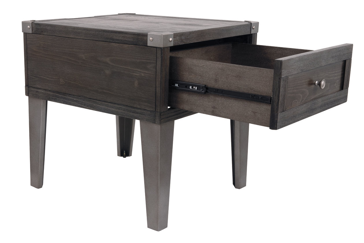 Todoe Dark Gray End Table with USB Ports & Outlets - T901-3 - Luna Furniture - Dallas Store