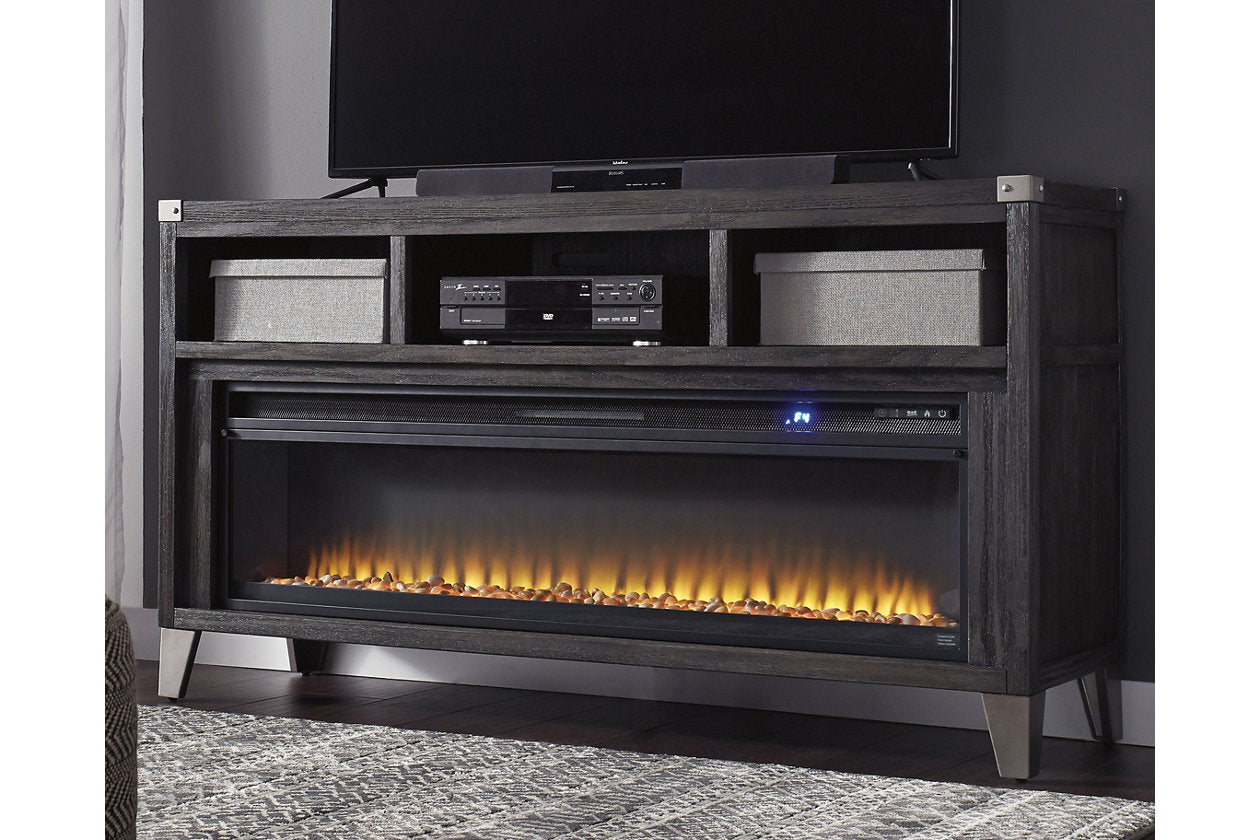 Todoe Gray 65" TV Stand with Electric Fireplace - SET | W100-22 | W901-68 - Luna Furniture - Dallas Store