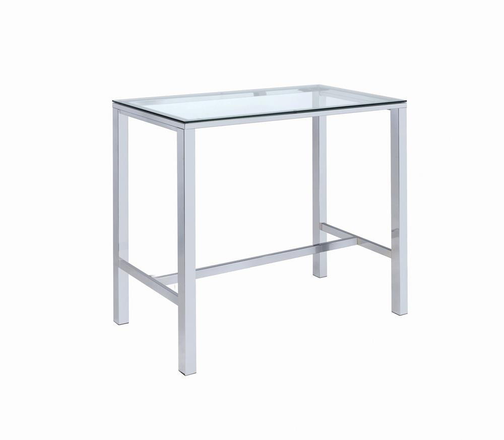 Tolbert Chrome Bar Table with Glass Top - 104873 - Luna Furniture - Dallas Store