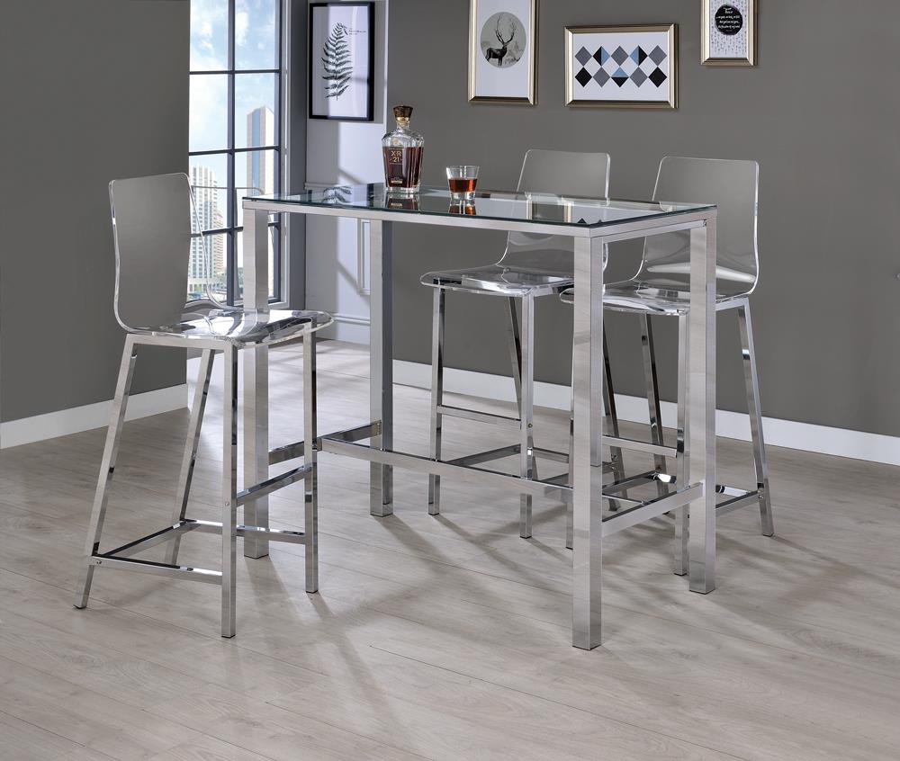 Tolbert Chrome Bar Table with Glass Top - 104873 - Luna Furniture - Dallas Store