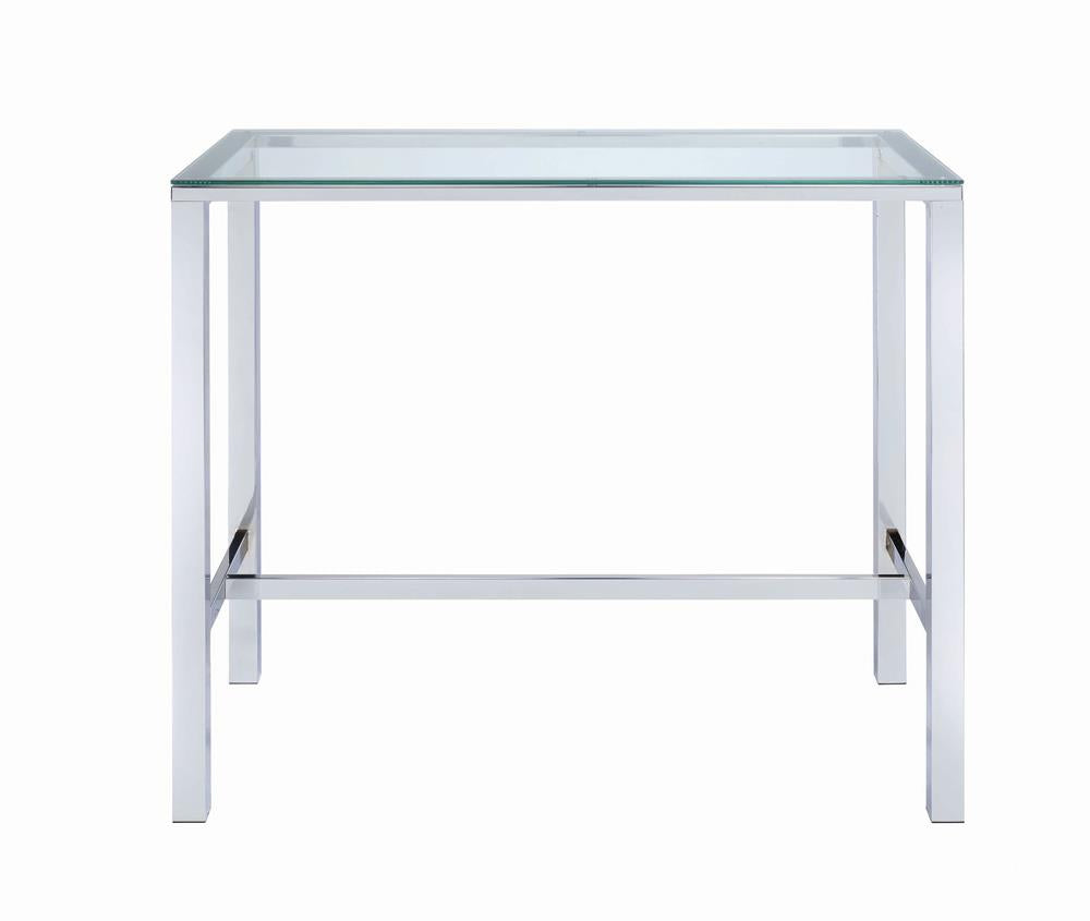 Tolbert Chrome Bar Table with Glass Top - 104873 - Luna Furniture - Dallas Store